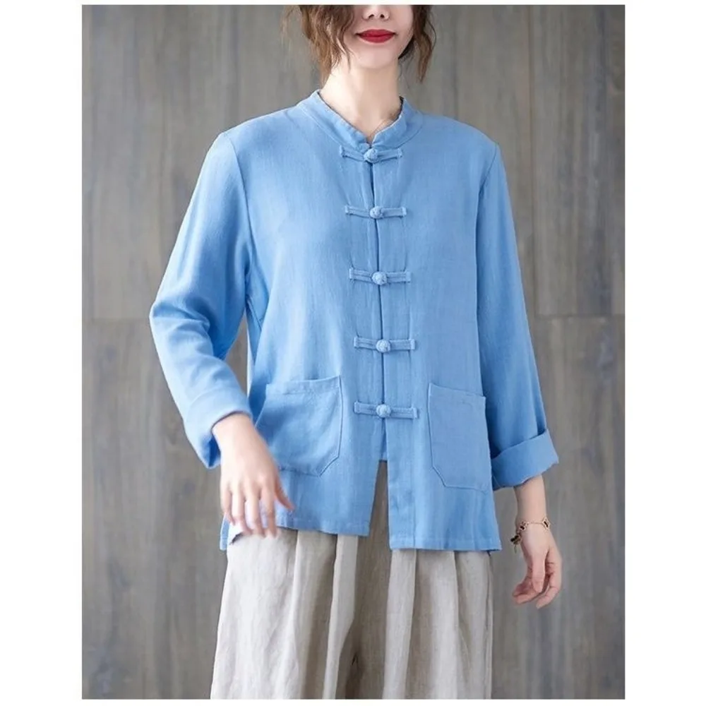 Li Ziqi Inspired Hanfu Jacket: Men Women Retro Zen Cotton Linen Tang Suit, Embroidery Frog Button Spring Autumn