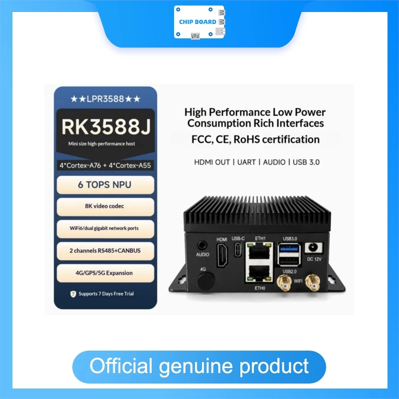 Neardi Pi4 RK3588 Industrial Mini PC, Rockchip 8K Video Codec Edge AI Computer for Large Model Applications