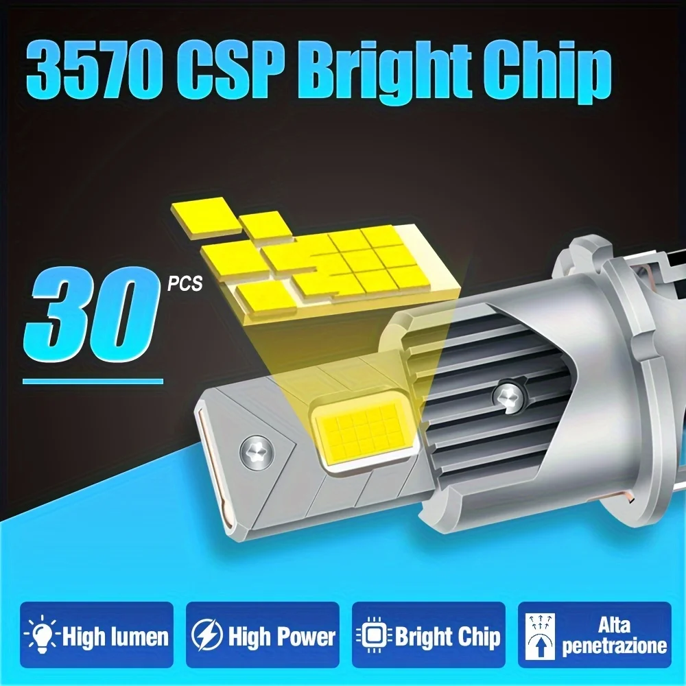Xenon led D2S/D2R D4S/D4R Xenon Bulbs 6500K White 1:1 High Low Beam 3570 CSP Chip 12-24V Cooling Fan Canbus Error-Free for Model