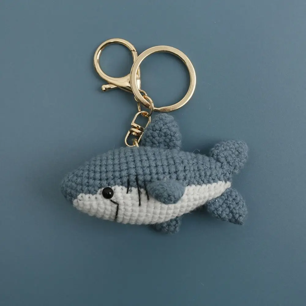 Fashion Ocean Series Crochet Keychain Animal Handmaking Knitted Keyrings Jellyfish Dolphin Crochet Shark Bag Charm