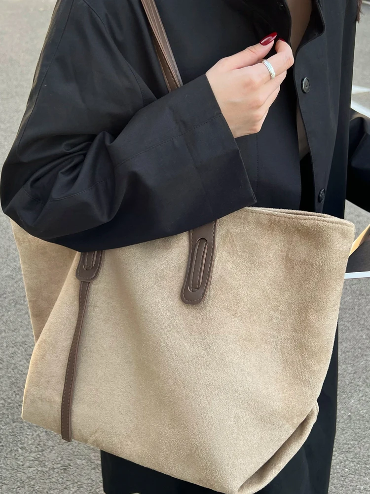 

Ретро-сумка-тоут для женщин, большая вместительная сумка через плечо, повседневная сумка для осени и зимы, универсальная сумка для поездок на работу, простой дизайн