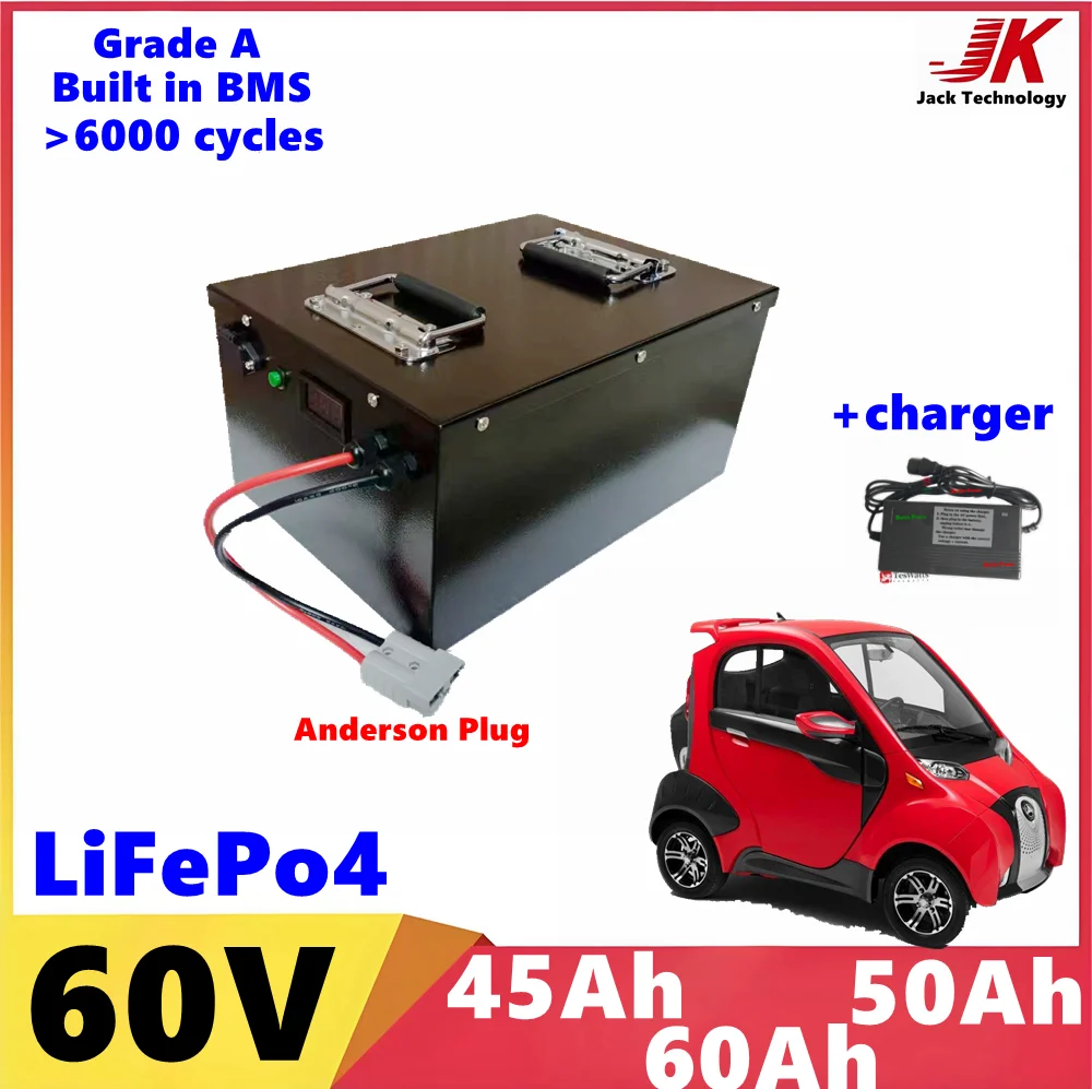 Lifepo4 60V 45Ah 50Ah 60Ah Lithium Battery for 3000W Mini EV Motorized 3wheel Adult Electric Tricycle Covered Mobility Scooter