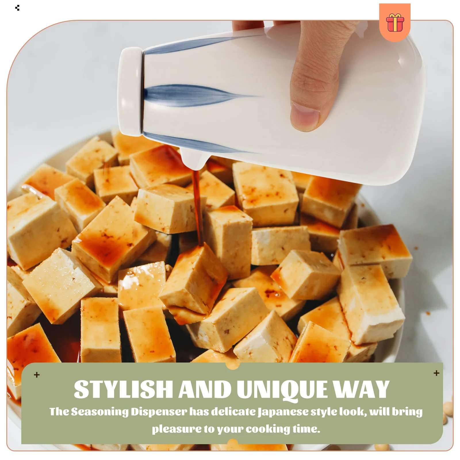 

Multi-Function Soy Sauce Container Ceramic Condiment Holder Japanese Style Elegant Design Kitchen Spice Jar