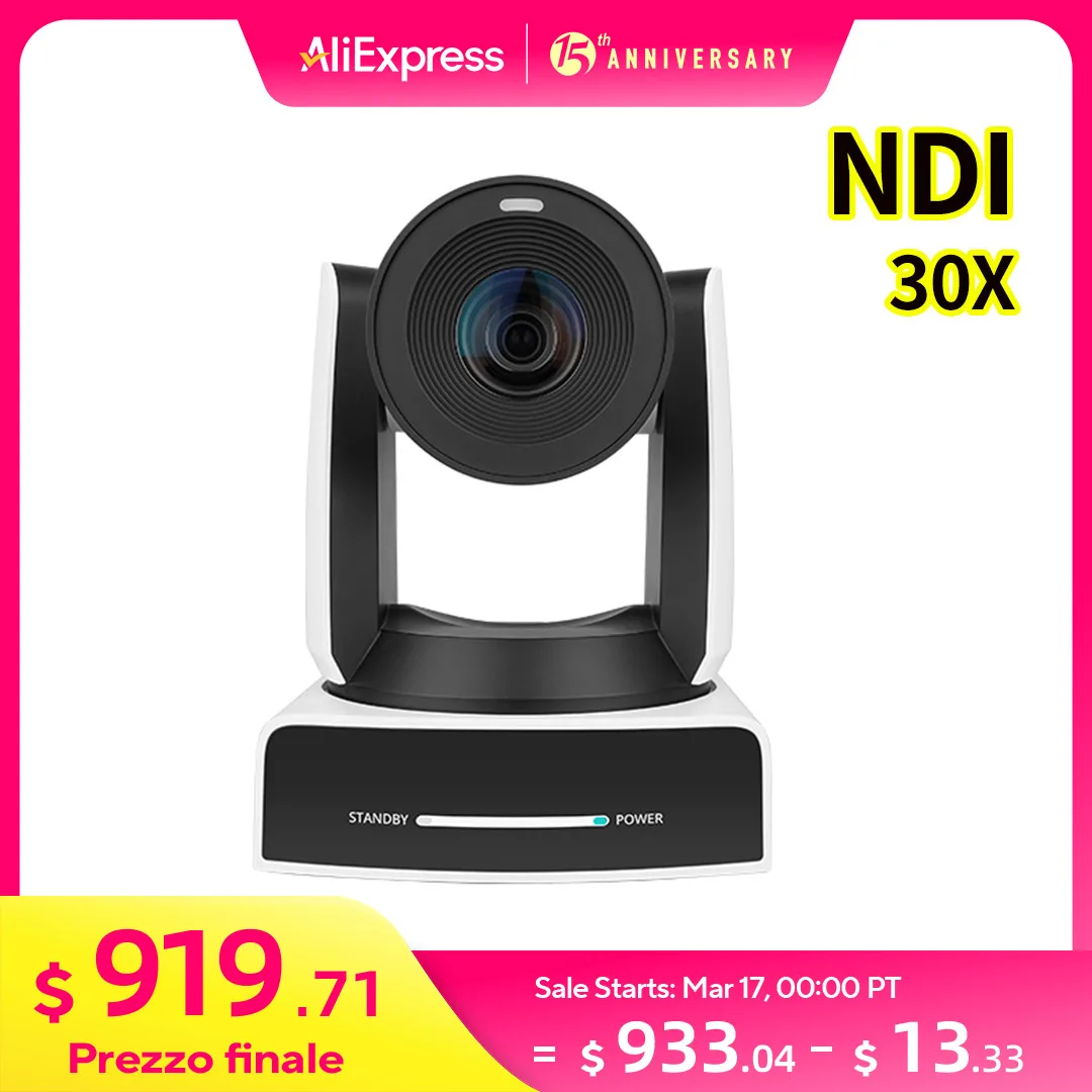 4K60fps NDI PTZ CAMERA 30X Optical Zoom AI Auto Tracking with 3G-SDI HDMI LAN Outputs，Super Long Lens for Live Sports Broadcas