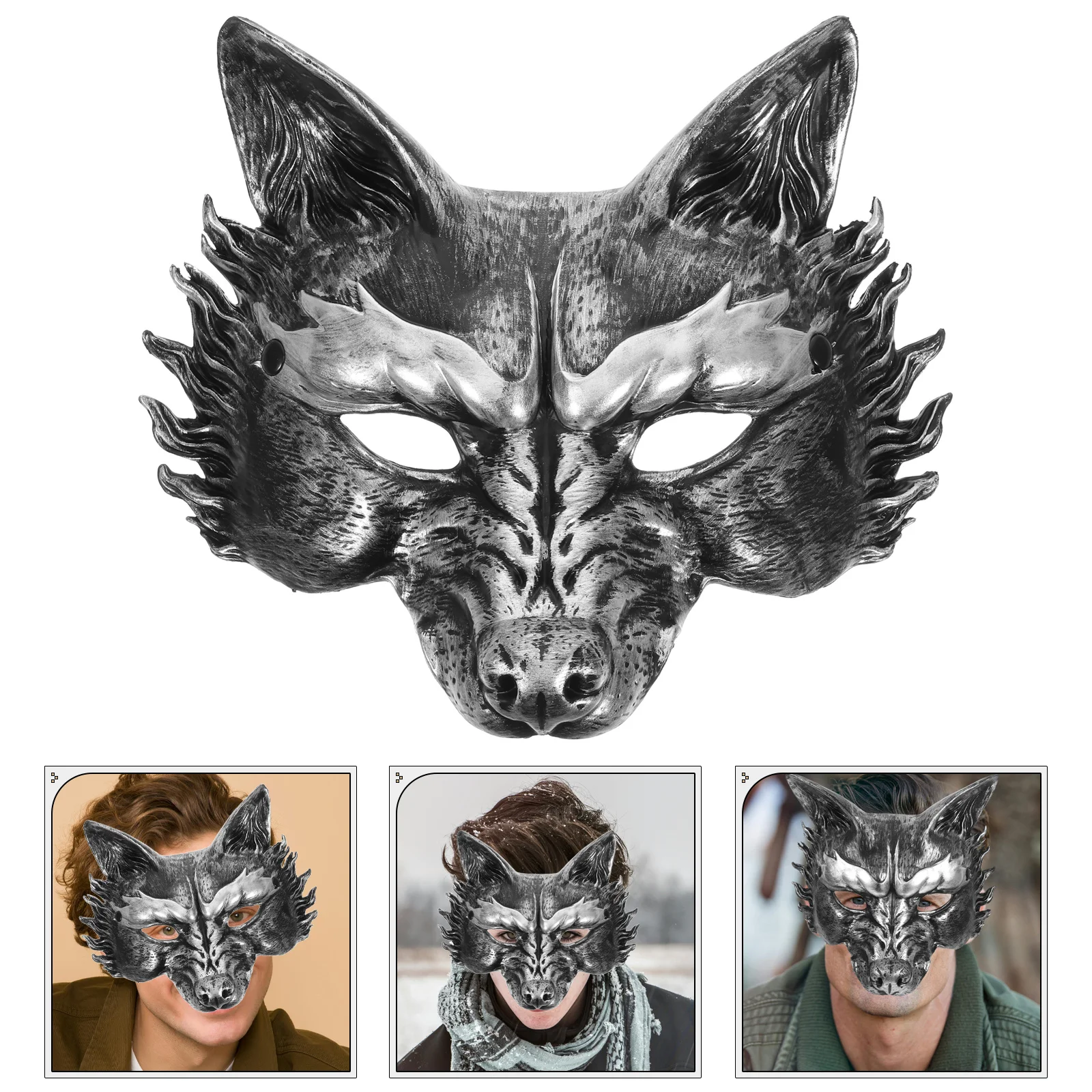 

Fox Mask Half Face Cover Unique Design Lightweight 3D Realistic Animal Cosplay Mask For Party Halloween Masquerade Costume