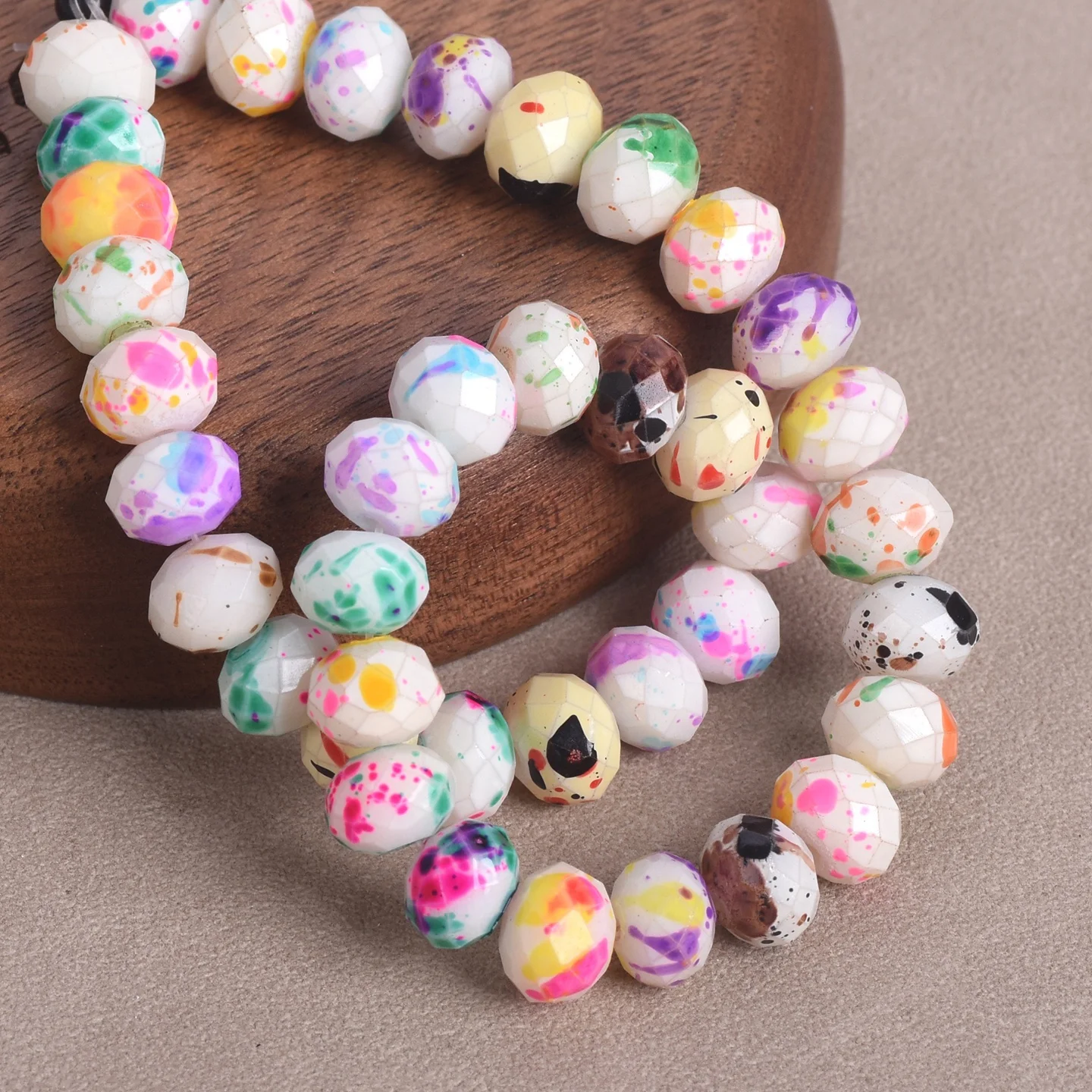 

30pcs Rondelle Faceted Coated Opaque Glass 8mm Loose Spacer Beads For Jewelry Making DIY Crafts Findings