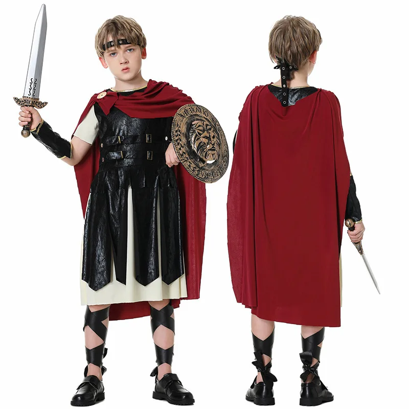 Nieuw middeleeuws ridderpak, Spartaanse krijger cosplay prestatiekostuum, Romeins gladiatorkostuum, toneelvoorstellingskostuum
