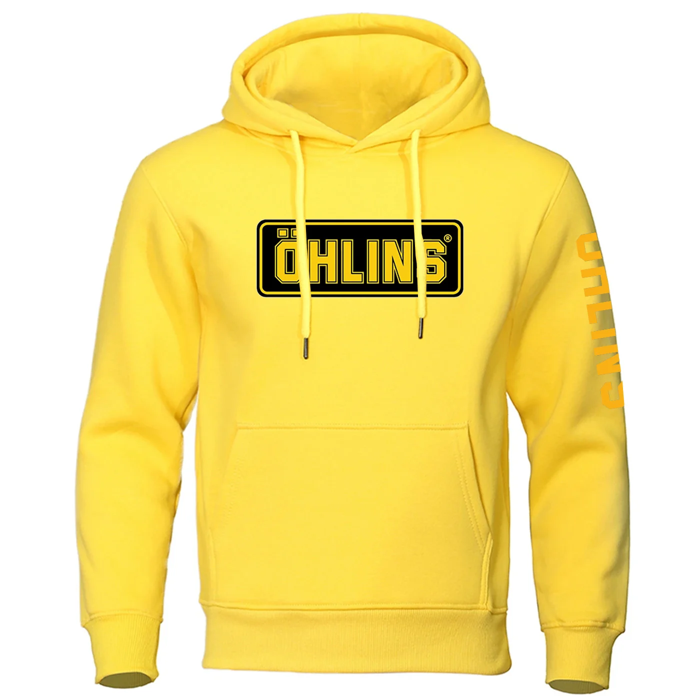 2026 Ohlins Logo-Print Frühling und Herbst Herren Einfarbiger Beliebter Pullover mit Taschen Klassischer Maßgeschneiderter Loser Hoodie – Detail 13