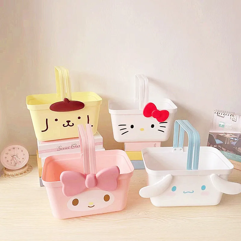 Sanrio Cute Cinnamoroll My Melody Clothing Sundry Snacks Storage Basket Multifunctional Portable Toiletries Storage Basket Girl