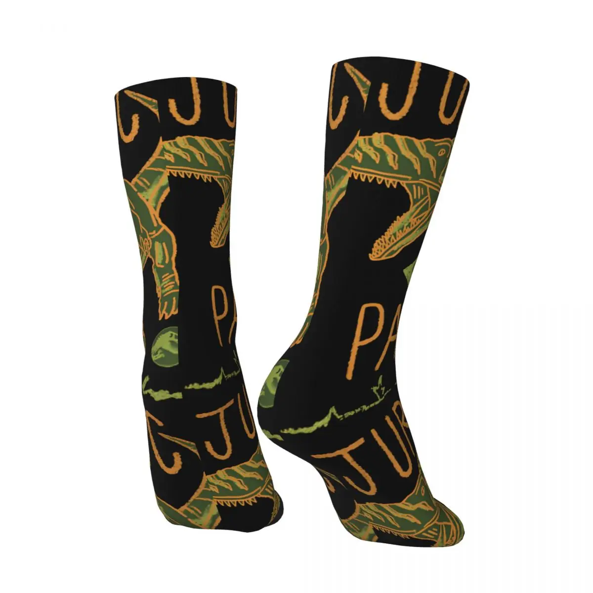 Happy Funny Vintage Tyrannosaurus Color Pencil Doodle Vintage Harajuku Jurassic Park Hip Hop Novelty Seamless Crew Crazy Sock