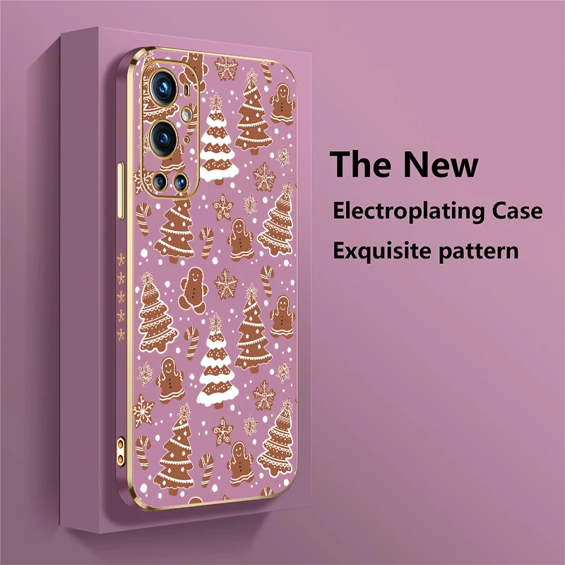 Custodia per telefono placcatura moda per Oneplus Nord 3 CE 2 Lite N20 5G 9 8T Protezione dell'obiettivo della fotocamera Copertura antiurto per albero di Natale