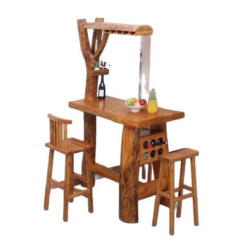 Wabi bar tea table simple small balcony leisure home living room partition multi-functional partition cabinet dining table wood