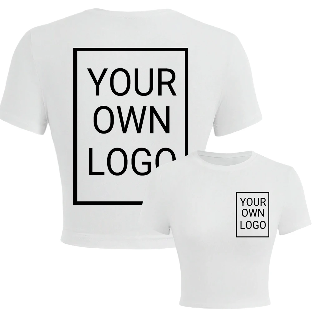 Doppelseitiges DIY-Logo Benutzerdefiniertes Bild T-Shirts Damen Slim Fit Baumwoll-Crop-T-Shirt Sommer Y2K Yoga-Kleidung Rundhals Casual Tops – Detail 10