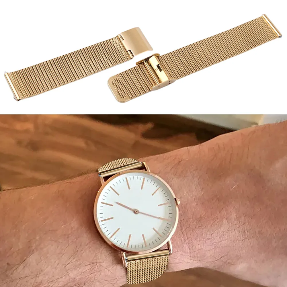 12-22mm Quick Fit Milanese Loop Bracelet Stainless Steel Watch Band Metal Wristband Bracelet Silver Black Gold Rose Gold Strap