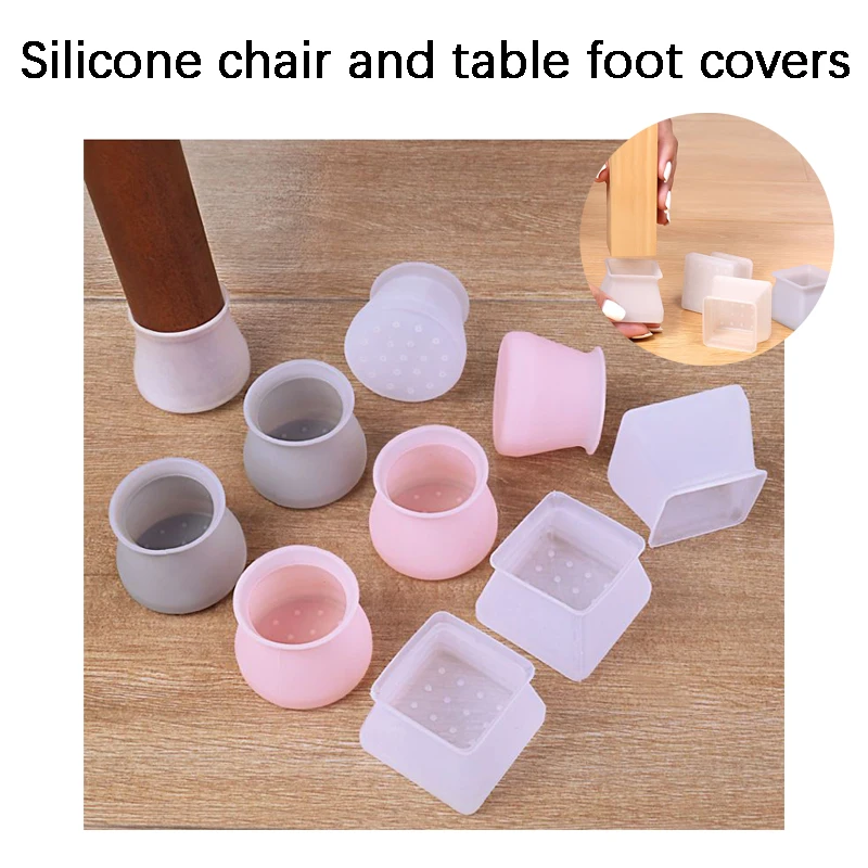 

4-piece Set Of 8pcs Silicone Table And Chair Foot Covers Suitable For Round And Square Table And Chair Foot Diameters: 3-4.5CM