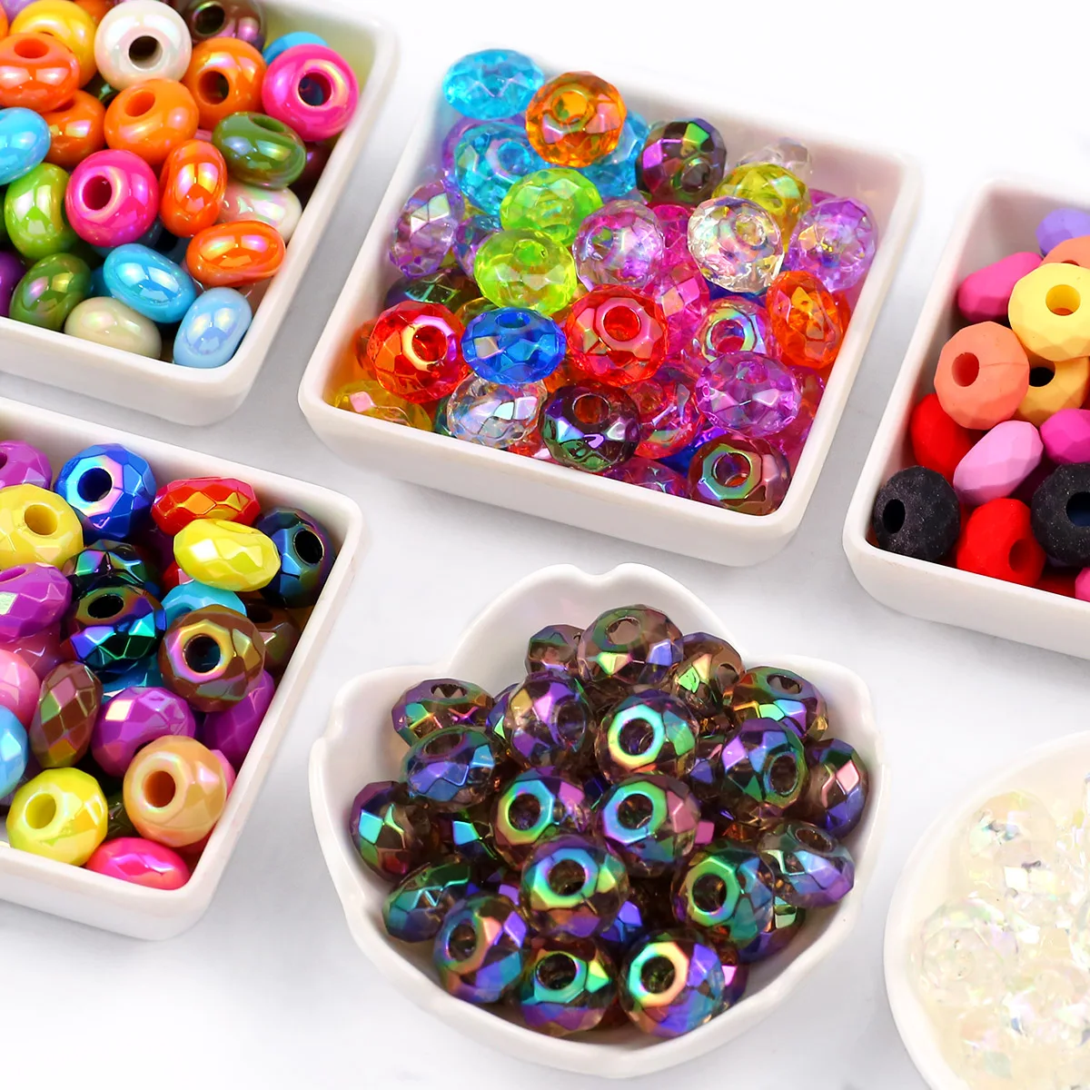 14mm Colorful UV Large Hole Wheel Crystal Beads Glass Spacers Loose Beads For Jewelry Making Bracelets Necklaces DIY Accessories