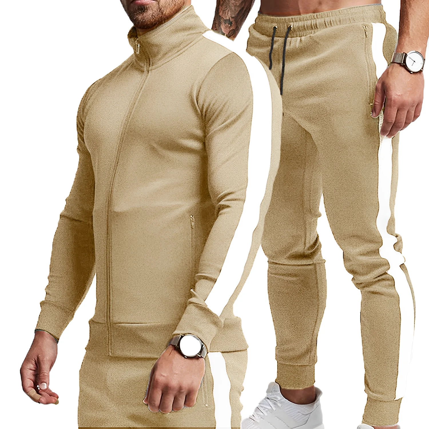 

High Quality Polyester Spandex Sweat Suits Sets Fall Plain Sports Wear 2 Piece Mens Sweat Suits