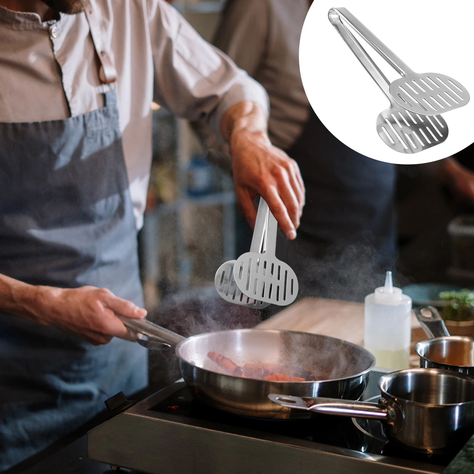 

Stainless Steel Food Clip Multifunctional Serving Tongs Anti-Scald Smooth Edge Thick Heavy Duty Grip Hold Cake Egg Fish Filet