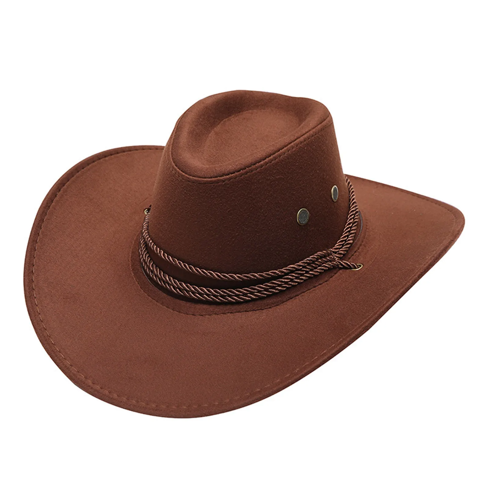 

Vintage Western Cowboy Hat Solid Color Basin Hat Wide Brim Jazz Hat Outdoor Sun Protection for Hiking Camping Riding