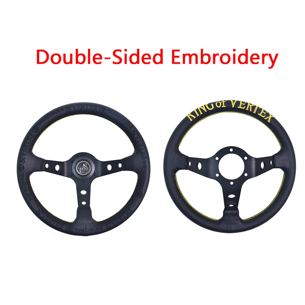 VERTEX JDM 320mm Racing Steering wheels Innovative Design Golden Stitching Sports Steering Wheel With Double-Sided Embroidery view 2
