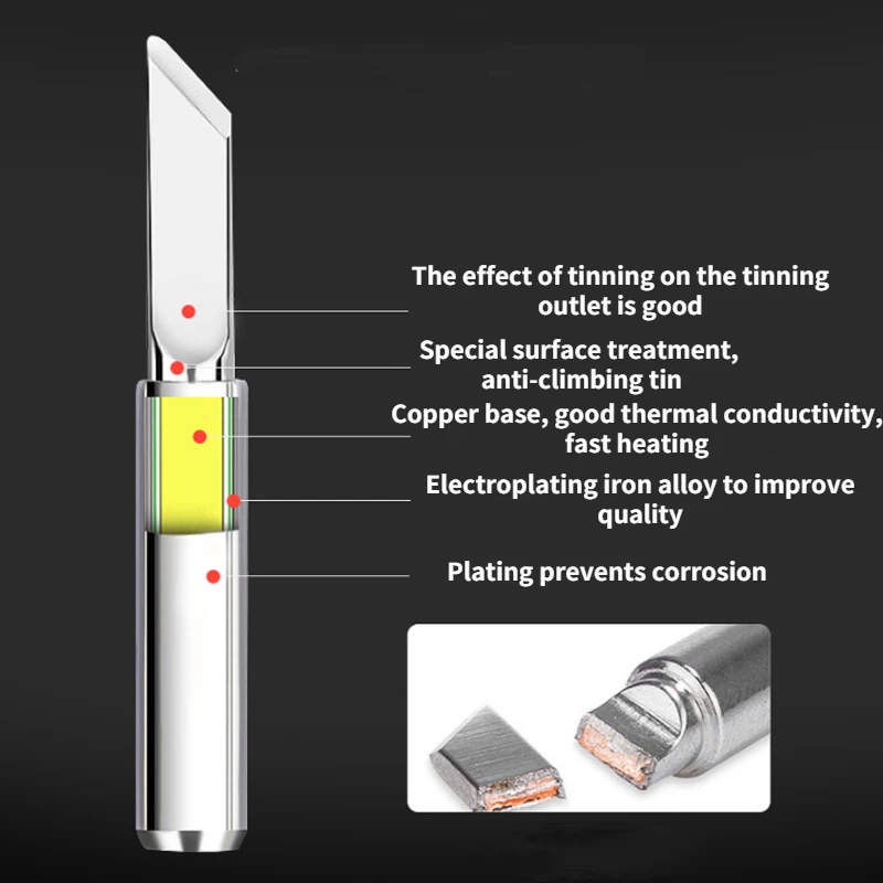 1/5Pcs 900M-T Copper Soldering Iron Tips IS/I/B/K/SK/2.4D/3.2D/1C/2C/3C/4C Lead-Free Welding Tips Head Solder Iron Station Tool