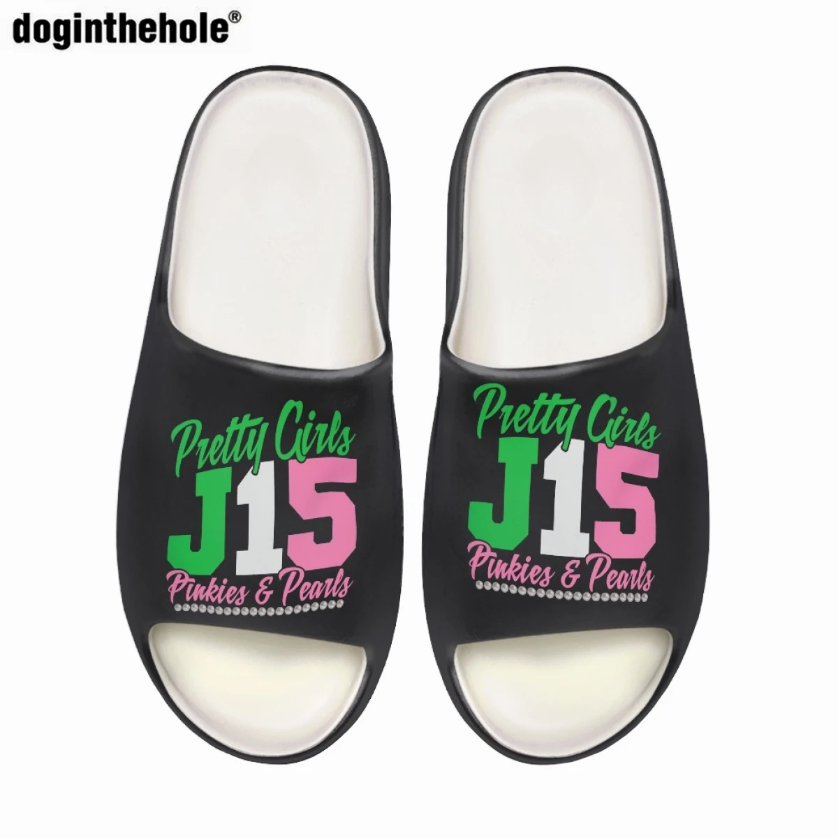 Doginthehole Summer Hot American Sisterhood Sorority Print Coconut Slippers for Women Home Non-slip Slippers Beach Wading Sandal