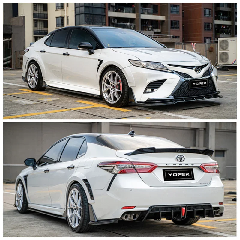 For Toyota Camry 2018 2019 2020 2022 2023 ABS Black Car Bumper Front Lip Rear Diffuser Side Skirt Spoiler Cover Body Kit