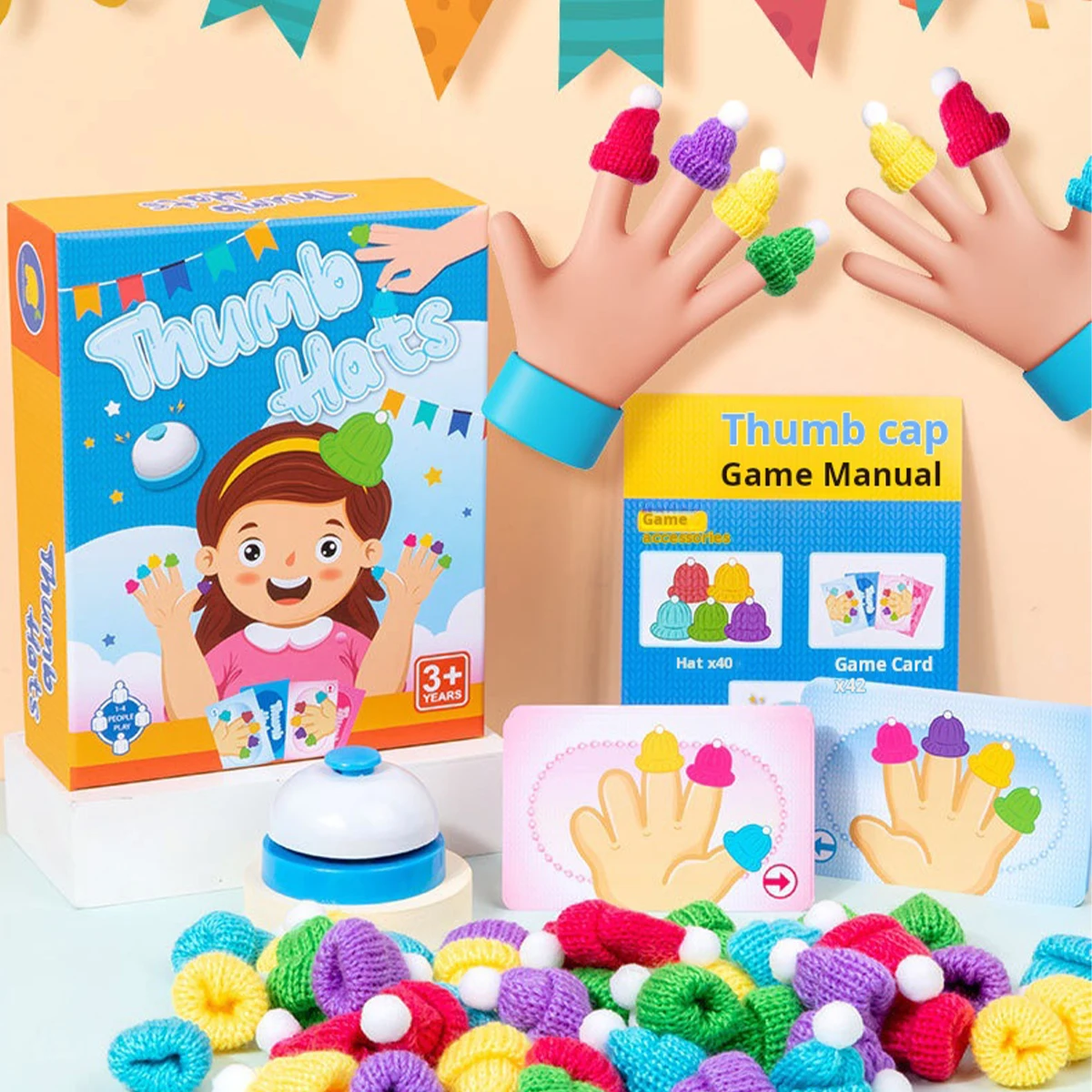 Jeu Montessori de couleurs assorties pour doigtiers pour enfants, jouets éducatifs sensoriels pour main gauche et droite