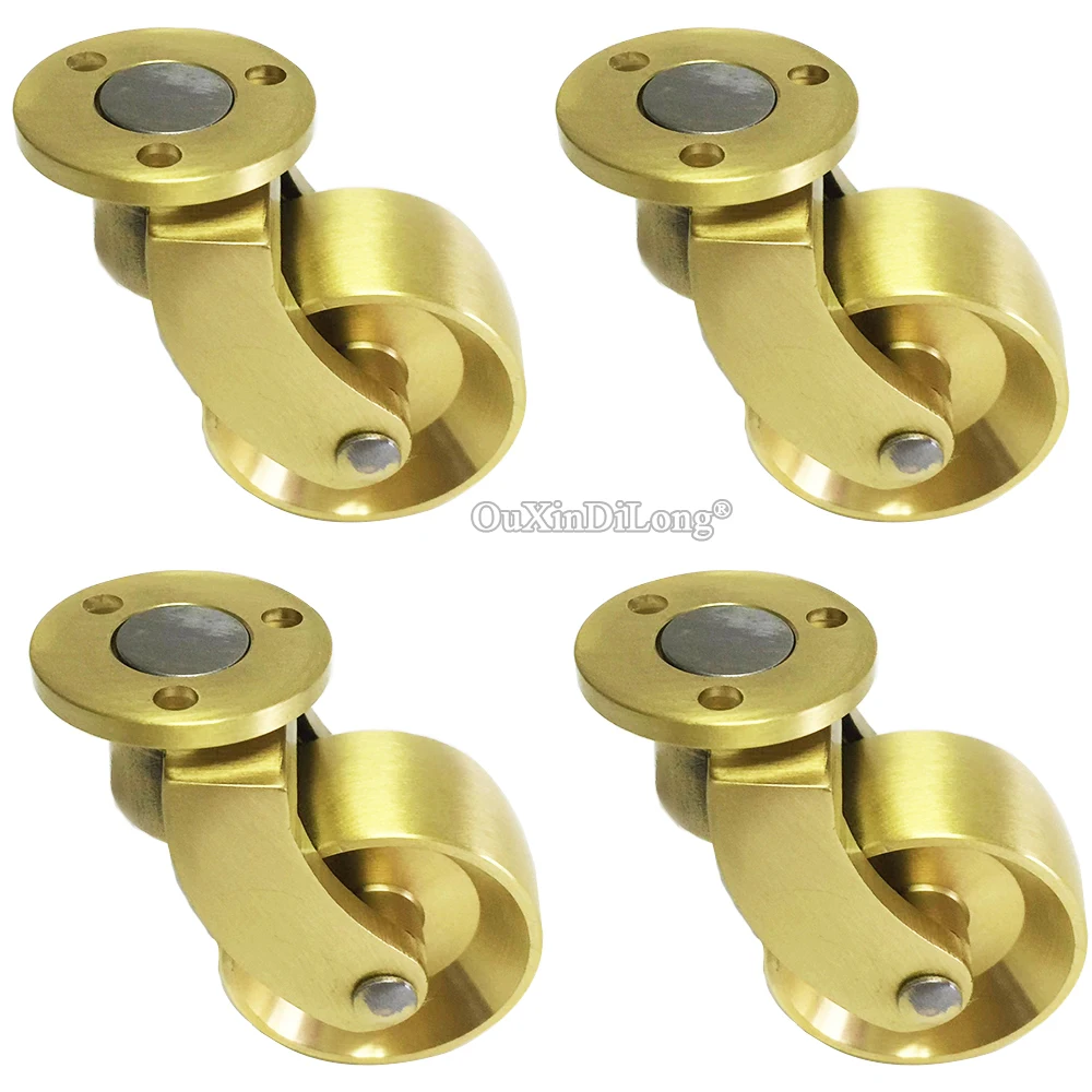 4PCS 34mm Solid Brass Casters Table Chair Sofa Couch Cabinet Feet Castors 360° Rotary Wheels Smoothly Moving Furniture Rollers