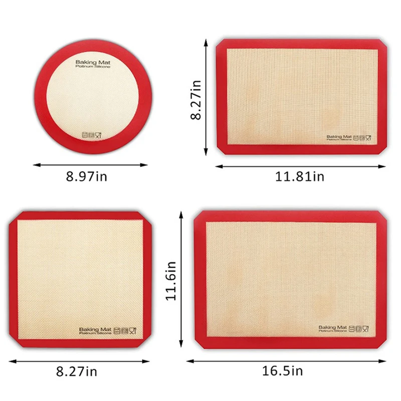 Red Silicone Kneading Pad Non-slip Dough Rolling Mat Biscuit Bread Pizza Bakeware Non-stick Cake Stand Oven Pastry Baking Liner