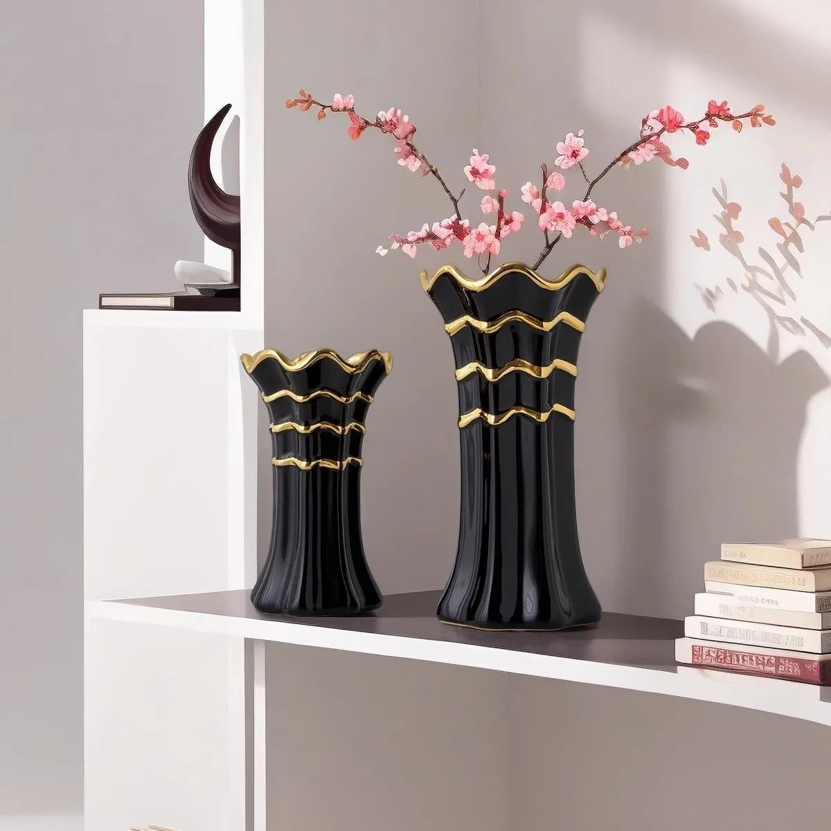 

Nordic ceramic vases, home living room dining table flower arrangements, hand-painted green plant decorations