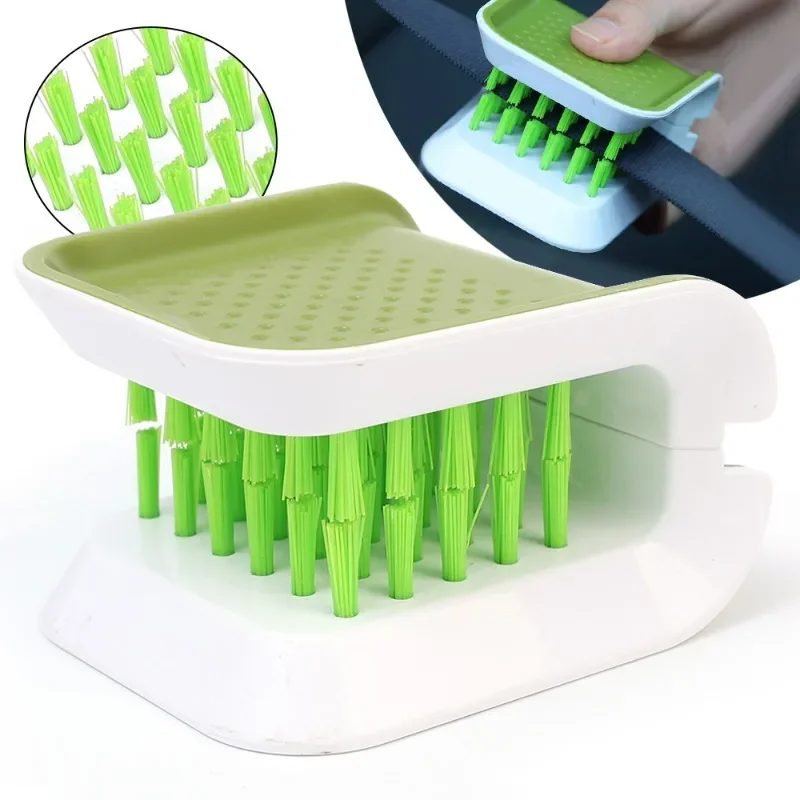 Car Seat Belt Cleaning Brush Foldable U-shaped Double-sided Hard Haired Hub Brush Household Chopstick Knife Fork Cleaning Brush