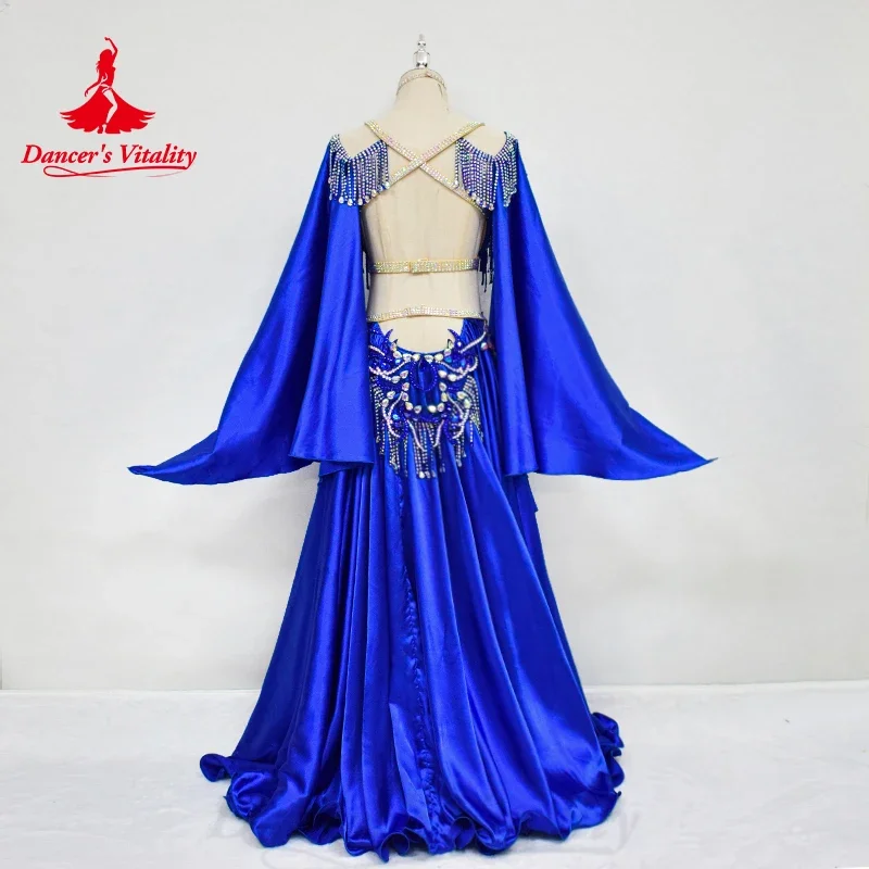 Belly Dancing Outfit Customized Luxury AB Stones Bra+high-end Satin Split Long Skirt 2pcs Oriental Professional Performance Suit