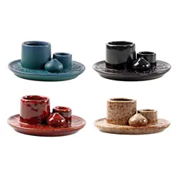 4 in 1 Incense Burner, Sage Palo Santo Holder, Incense Stick Holder Candles Holder Ceramic Censer for Meditation Living Room