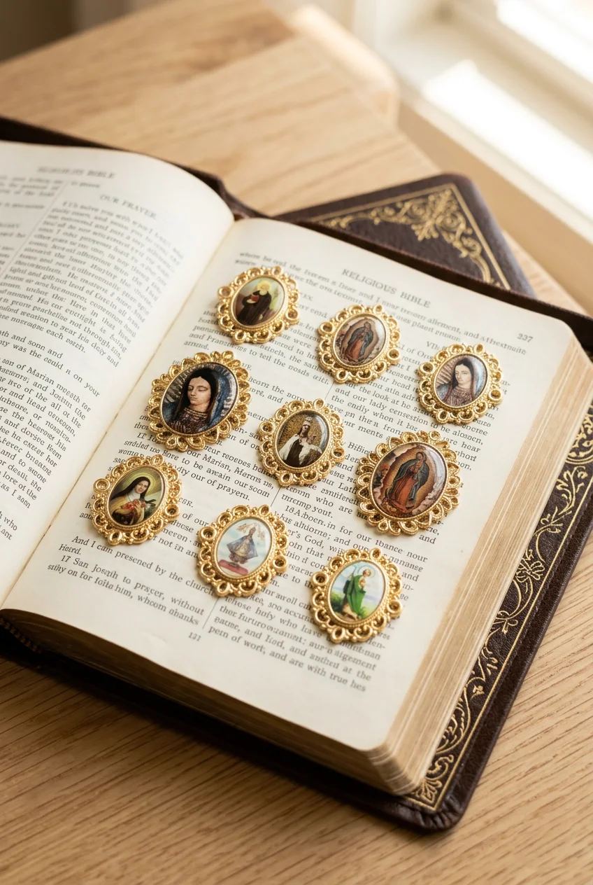 10Pcs Catholic Saint Medals Gold Plated Our Lady of Guadalupe Miraculous Medal St Benedict Charms for Rosary DIY Necklace