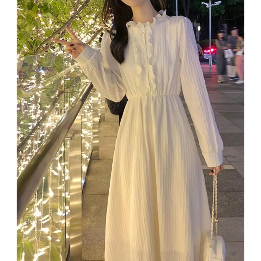 

Милое и нежное стильное платье для женщин на осень и зиму для маленького человека с элитным ощущением и пальто, нижнее белье, базовая юбка