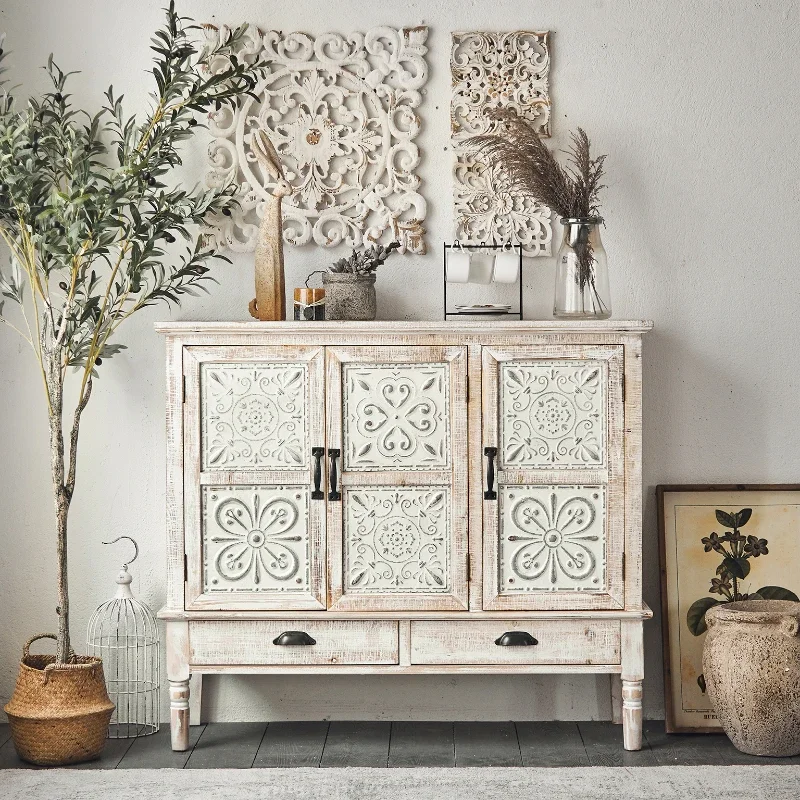 Vintage Storage Cabinet with Rustic Charm and Solid Wood for Rural Home Interiors