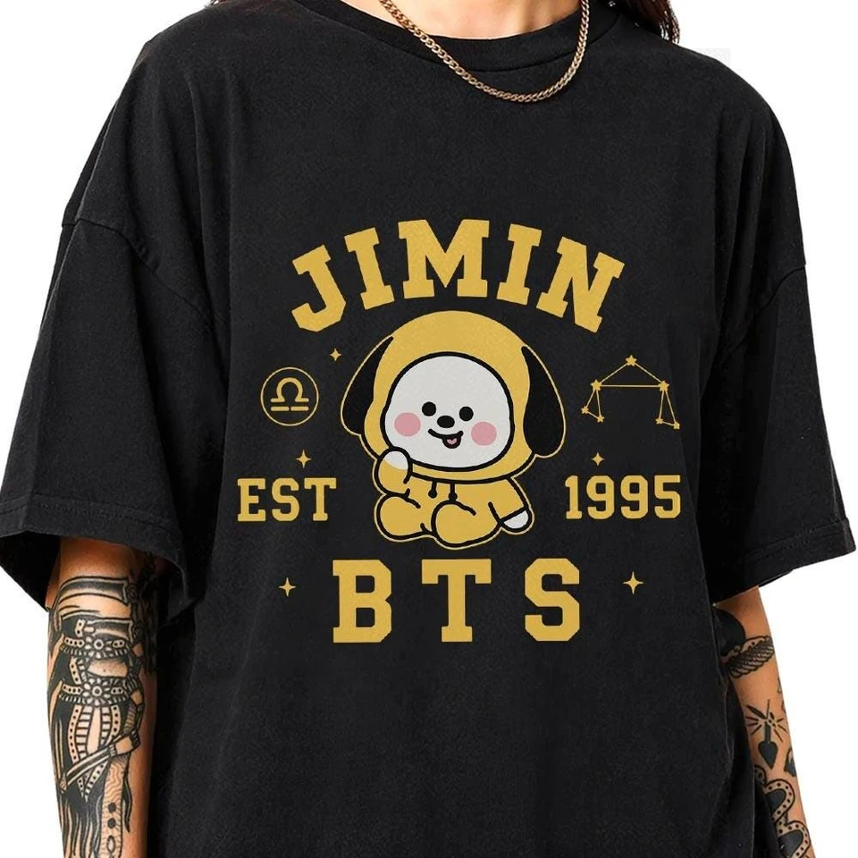 BTS Jimin BT21 CHIMMY Graphics Unisex 100%cotton Shirt Korean Kpop