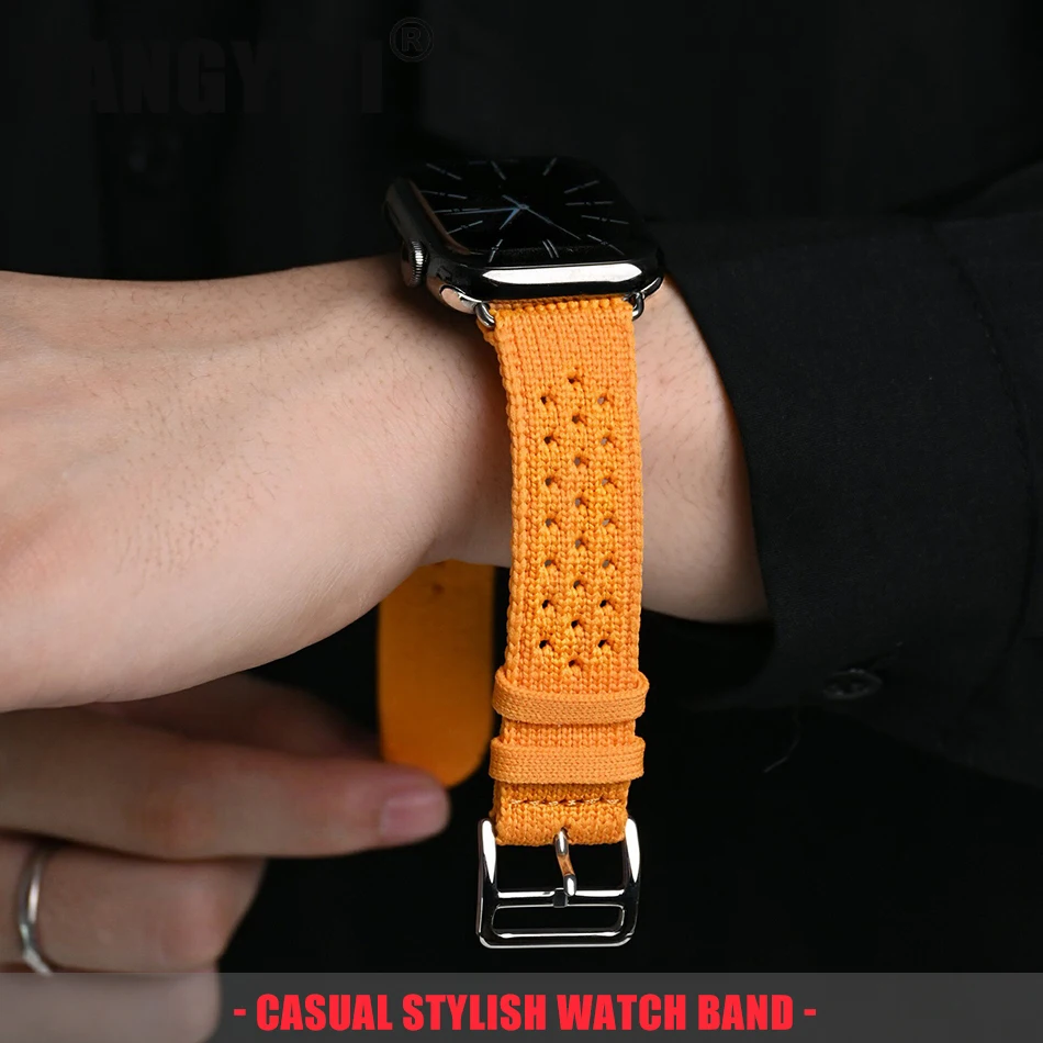 

Нейлоновый тканый ремешок для Apple Watch Series S11/10/9/8/7/6/SE/Ultra, дышащий вязаный ремешок для часов iWatch 49/46/45/44/42/41/40/38 мм