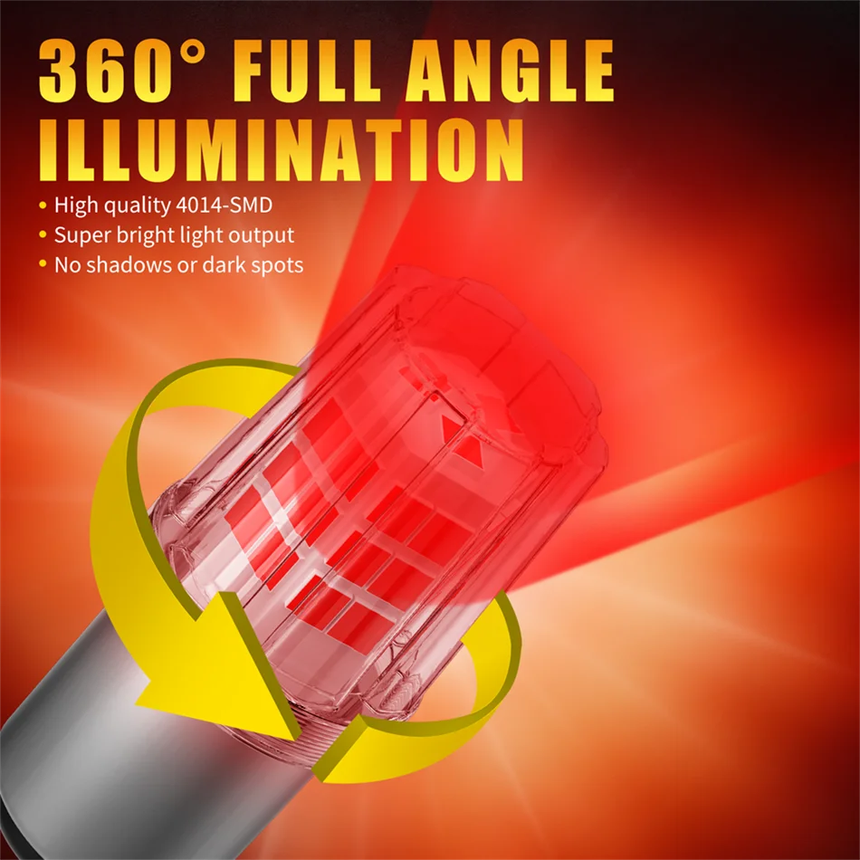 AILEO 2pcs Red Lights 1157 P21/5W LED BAY15D Stop Brake Canbus LED For VW Passat B5 B6 Golf Reverse Backup Daytime Running DRL