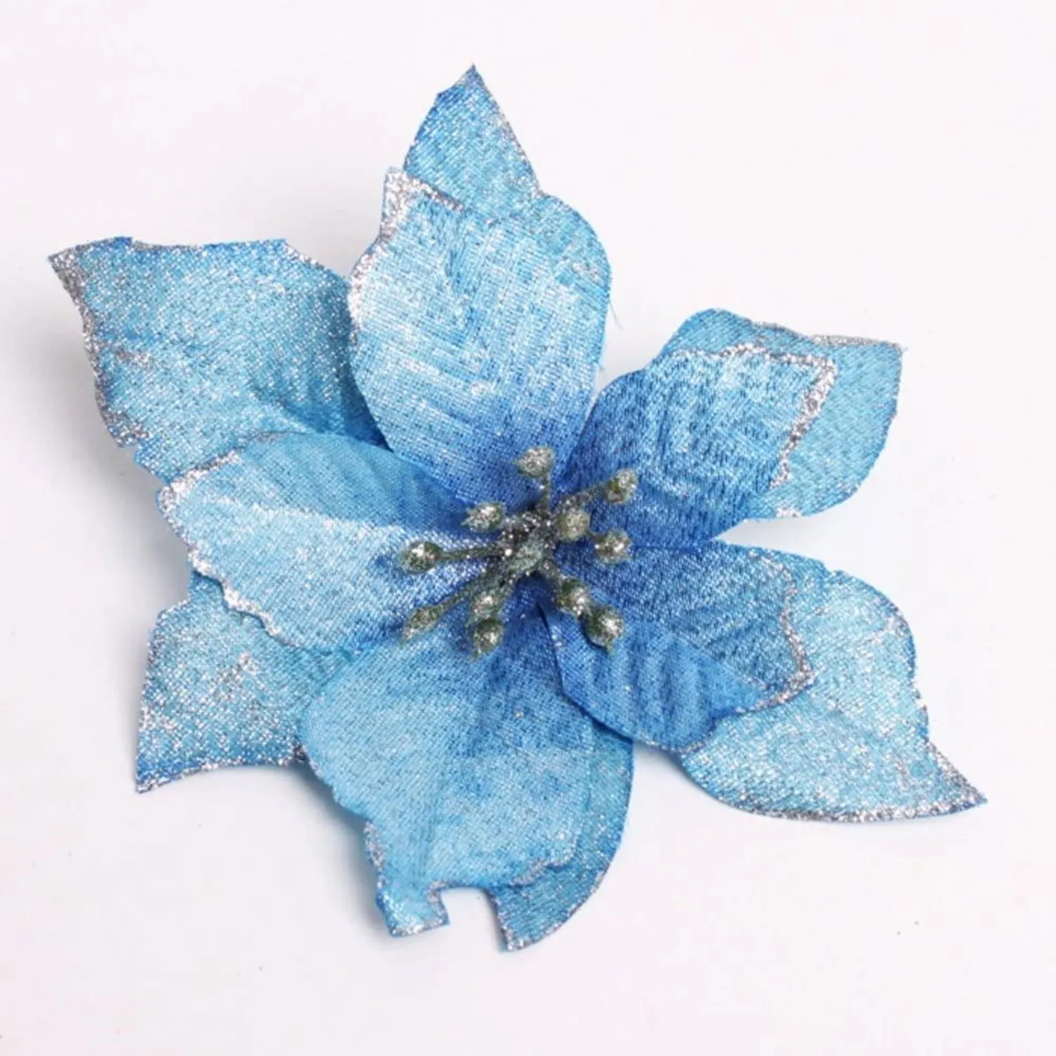 Christmas Glitter 20Pcs Christmas Tree Ornament Artificial Wedding Christmas Flowers Wreaths Wedding Ornaments (BLUE)