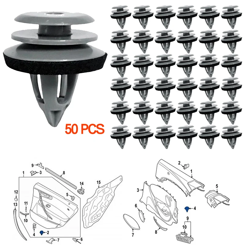 50PCS Panel Card Plastic Trim Clip Trim Fastener Front Rear Door Clips For BMW E36 E46 E90 E91 E88 F45 X1 E84 X3 F26 51418224781