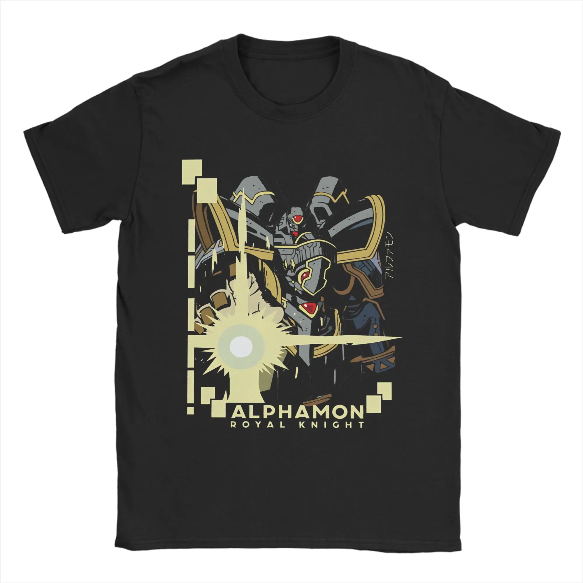 Vintage digimon alphamon royal knight T Shirt For Men Women 100%Cotton Short Sleeve  Round Neck Summer Clothes