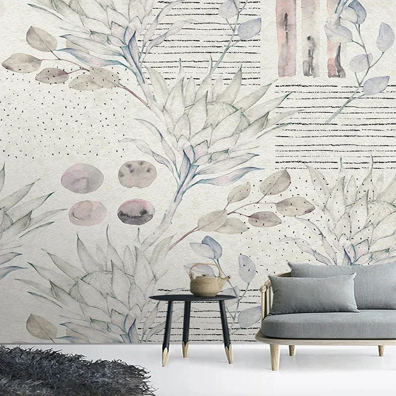 Vintage Hand Drawn Leaves Photo Murals 3D Wallpaper On The Wall Living Room Berdoom Study Sofa Background Wall Painting Sticker