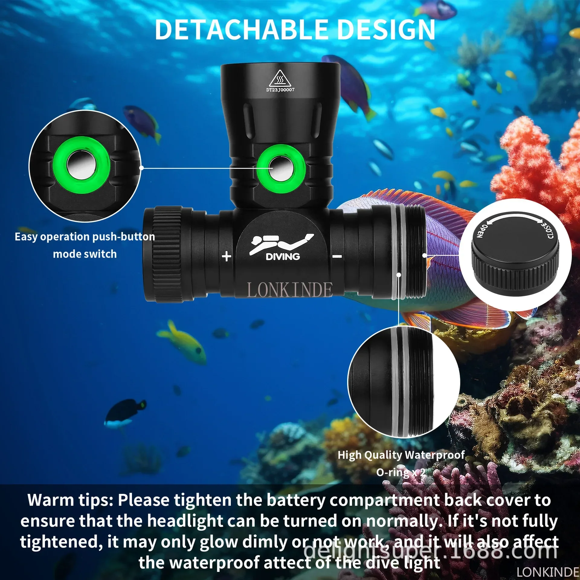 2025 Professional LED Scuba Diving Headlamp 5000LM IPX8 Rate Waterproof Headlight Underwater 200M 18650 Battery Dive Head Torch