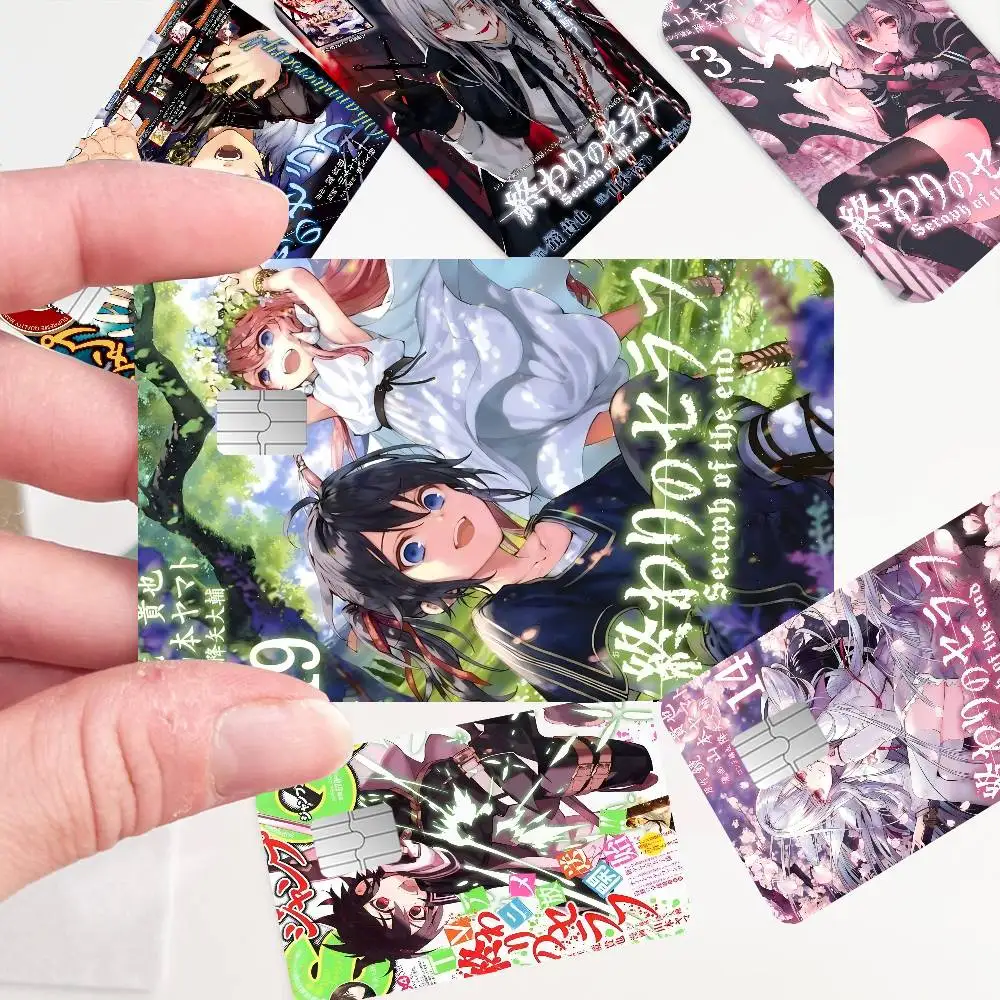 Anime Seraph Of The End moda mate oro plata negro película mate cinta adhesiva de piel para tarjeta de débito de crédito bancaria