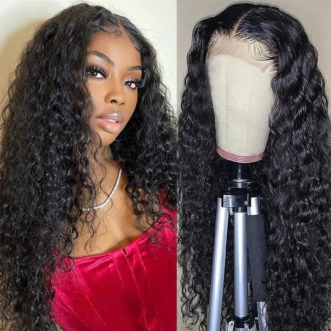 

Brazilian 13x4 13x6 Water Wave Transparent Lace Frontal Wigs Curly 360 Lace Front Human Hair 180% Density