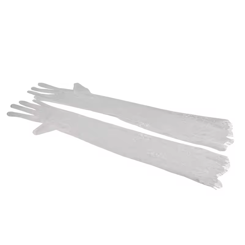 WG054 Wedding Bridal Long Gloves Eyelash Edge Lace Appliqed Finger Bride Handschuh White Gloves Women Prom Opera Gloves - Image 6