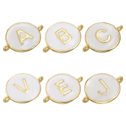 ZHUKOU 13x18mm white brass 26 letters jewelry connector for women bracelet necklace handmade jewelry accessories model: VS440