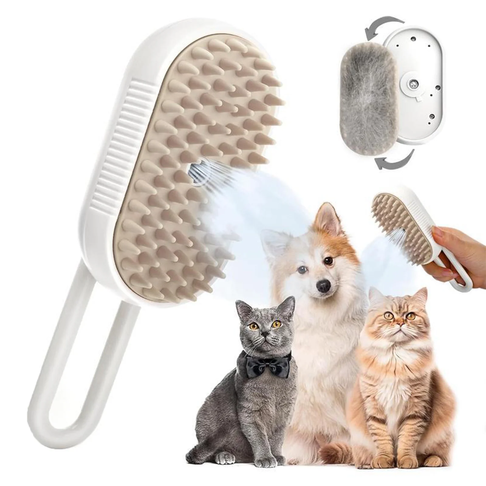 

3-in-1 Dog Hair Brush Cat Hair Brush Electric Pet Cleaning Brush Steam Spray Brush Massage Hair Removal Comb Anti Flying Brush